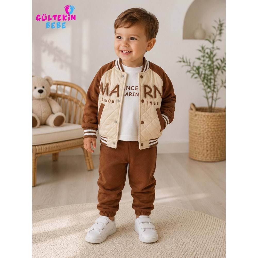 Donino Baby Marn Erkek Ceketli Erkek Üçlü Takım 9-24 Aylık -BA464085426 - KAHVERENGİ