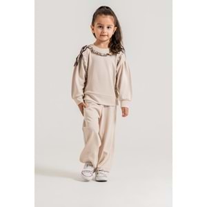 Harby Kids Zincir Fularlı Kız İkili Takım 3-10 Yaş -BA467898522 - BEJ