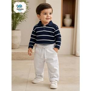 Canöz Bebe Triko Sweat Erkek Keten Pantolonlu İkili Takım 9-24 Aylık -AY3961573 - LACİVERT