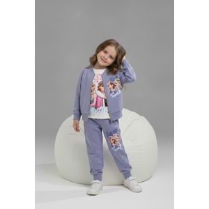 Serenad Kids Frozen Baskılı Kız Hırkalı Üçlü Takım 3-10 Yaş -JE261013425 - LİLA