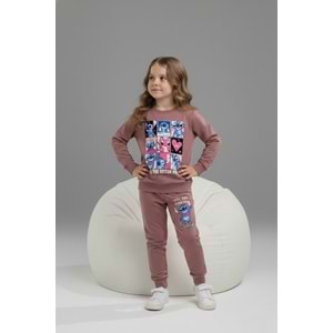Serenad Kids Stıtch Kareli Penye Kız İkili Takım 3-10 Yaş -JE261061275 - GÜL KURUSU