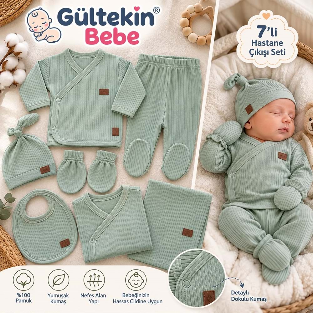 Babymed Sade Kız Ve Erkek 7 Li Hastane Çıkışı -BA7700326 - KOYU YEŞİL