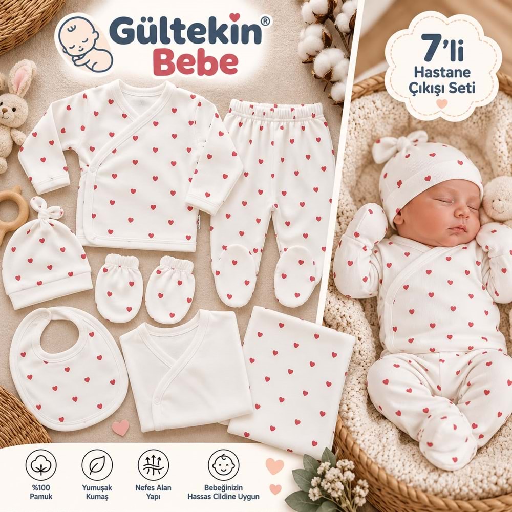 Babymed Kalpli Kız 7 Li Hastane Çıkışı -BA169306 - KIRMIZI