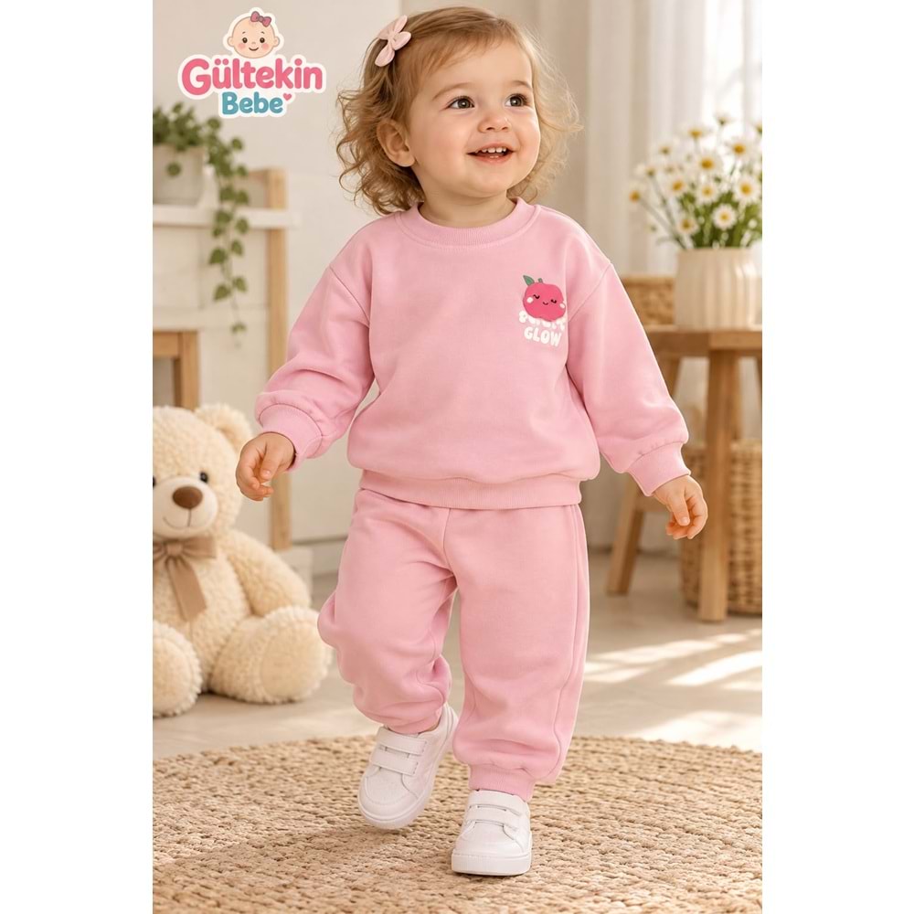 Via Elma Desenli Kız Penye İkili Takım 1-4 Yaş -AL126492245 - PEMBE