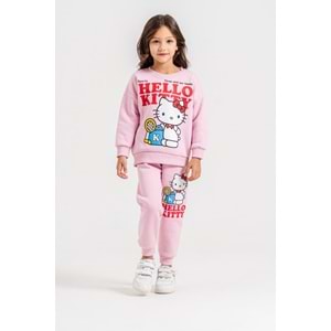 Harby Kids Hello Kity Baskılı Kız 3 İplik Şardonlu İkili Takım 3-10 Yaş -AL0128342 - AÇIK PEMBE