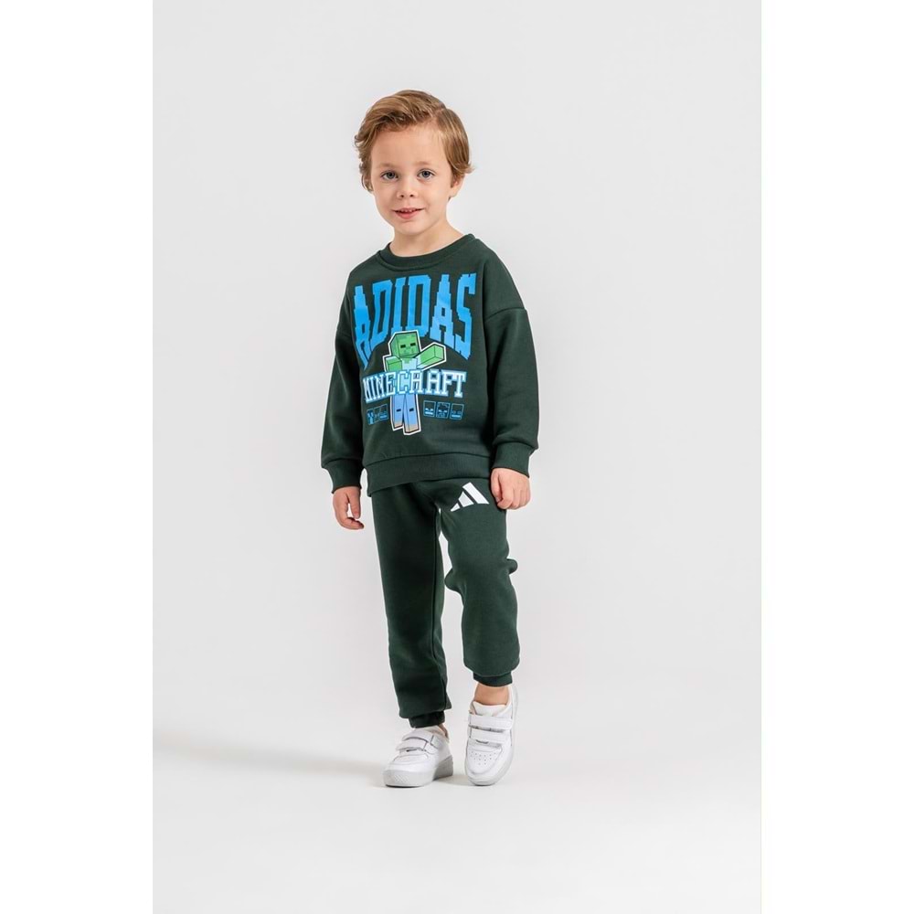 Harby Kids Mınecraft Desenli Erkek 3 İplik Şardonlu İkili Takım 3-10 Yaş -AL367342 - YEŞİL