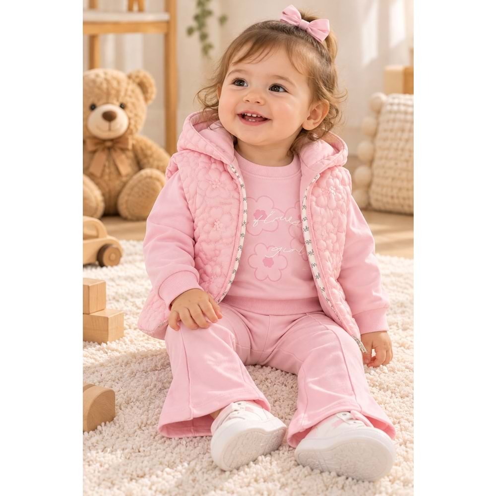 Baby Hi Papatya Desenli Kız Üçlü Takım 6-18 Aylık -DÜ698430 - PEMBE