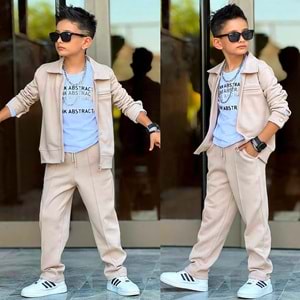 Bam Bam Kids See Beyond Yazılı Erkek Üçlü Takım 5-14 Yaş -JE60328925 - BEJ