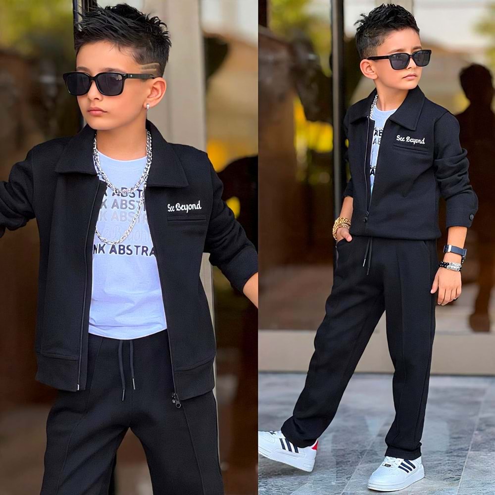 Bam Bam Kids See Beyond Yazılı Erkek Üçlü Takım 5-14 Yaş -JE60328925 - SİYAH